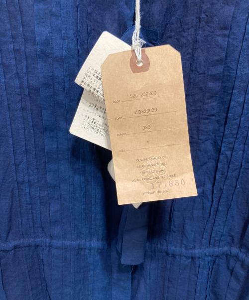 maison de soil（メゾンドソイル）maison de soil (メゾンドソイル) インディゴ染めバンドカラーシャツ ネイビー サイズ:Fの古着・服飾アイテム
