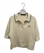 FRED PERRYフレッドペリー）の古着「Open-Collar Mesh Knit Shirt」｜ベージュ