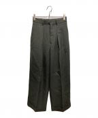 MARKAWAREマーカウェア）の古着「PLEATED WIDE TROUSERS ORGANIC WOOL HEAVY TROPICAL」｜グリーン