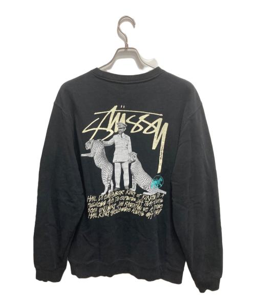 stussy（ステューシー）stussy (ステューシー) ハイレセラシエ1世プリントスウェット ブラック サイズ:Lの古着・服飾アイテム
