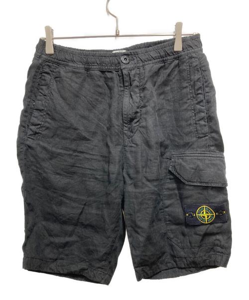 STONE ISLAND（ストーンアイランド）STONE ISLAND (ストーンアイランド) バミューダ リネン カーゴ ショーツ ブラック サイズ:Ⅿの古着・服飾アイテム