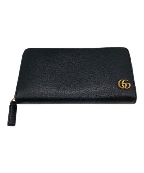 GUCCI（グッチ）GUCCI (グッチ) GGマーモントラウンドジップウォレット ブラックの古着・服飾アイテム