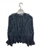 SOULEIADOソレイアード）の古着「コットンジャカードタッセルブラウス」｜ブラック