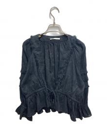 SOULEIADO（ソレイアード）の古着「コットンジャカードタッセルブラウス」｜ブラック