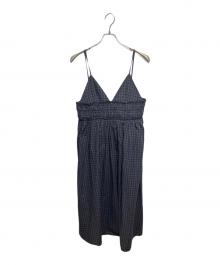 iki（イキ）の古着「100/2ガスブロード チェックギャザーブラ キャミワンピース」｜パープル