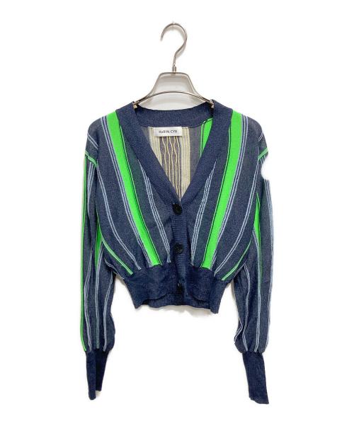 HeRIN.CYE（ヘリンドットサイ）HeRIN.CYE (ヘリンドットサイ) Sheer stripe knit cardigan ネイビー サイズ:FREEの古着・服飾アイテム