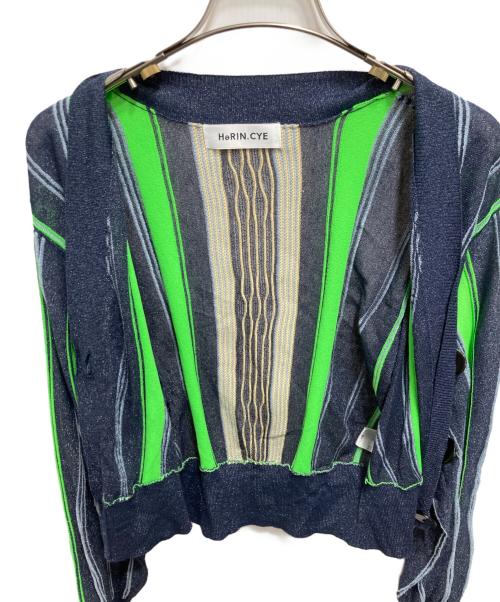 HeRIN.CYE（ヘリンドットサイ）HeRIN.CYE (ヘリンドットサイ) Sheer stripe knit cardigan ネイビー サイズ:FREEの古着・服飾アイテム