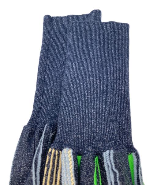 HeRIN.CYE（ヘリンドットサイ）HeRIN.CYE (ヘリンドットサイ) Sheer stripe knit cardigan ネイビー サイズ:FREEの古着・服飾アイテム