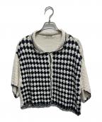 MACPHEEマカフィー）の古着「クロシェットコンビ シャツカーディガン」｜ホワイト×ブラック