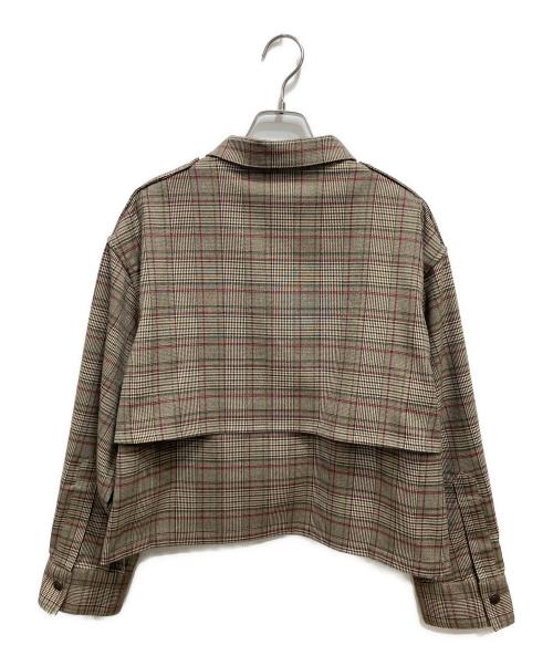 JOHNBULL（ジョンブル）Johnbull (ジョンブル) グレンチェックジャケット/チェックミリタリーブルゾン ブラウン サイズ:Mの古着・服飾アイテム