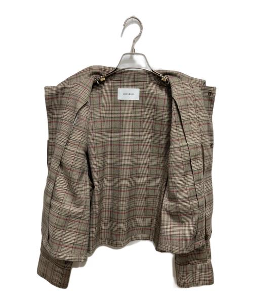 JOHNBULL（ジョンブル）Johnbull (ジョンブル) グレンチェックジャケット/チェックミリタリーブルゾン ブラウン サイズ:Mの古着・服飾アイテム