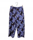 RNA-Nアールエヌエーエヌ）の古着「フラワーカットJQワイドストレートパンツ」｜ブルー×ブラック