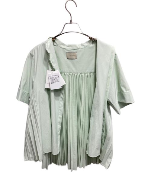 UNITED ARROWS TOKYO（ユナイテッドアローズトウキョウ）UNITED ARROWS TOKYO (ユナイテッドアローズトウキョウ) バックプリーツ 五分袖 ブラウス グリーン サイズ:Ⅿ 未使用品の古着・服飾アイテム