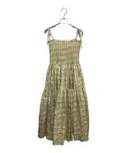 POPPYポピー）の古着「シースルーチェックキャミワンピ」｜グリーン