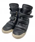 BALMAINバルマン）の古着「レザーハイカットスニーカー」｜ブラック