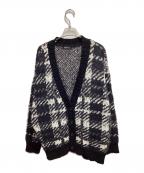 MAISON SPECIALメゾンスペシャル）の古着「Plaid Jacquard Knit Cardigan」｜ブラック