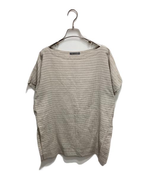 ISSEY MIYAKE（イッセイミヤケ）ISSEY MIYAKE (イッセイミヤケ) 筆タグボーダープルオーバーシャツ グレー サイズ:Ⅿの古着・服飾アイテム