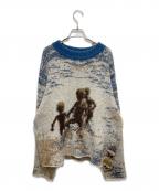 SHINYA KOZUKAシンヤコズカ）の古着「Kroyer ジャガード モヘア オーバーサイズ ニット」｜ネイビー×グレー