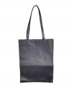 Y'sワイズ）の古着「レザー切り替え トートバッグ」｜ブラック