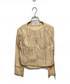BALENCIAGAバレンシアガ）の古着「プリーツノーカラージャケット」｜ベージュ