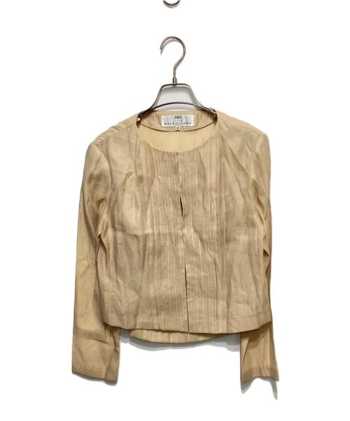 BALENCIAGA（バレンシアガ）BALENCIAGA (バレンシアガ) プリーツノーカラージャケット ベージュ サイズ:38の古着・服飾アイテム