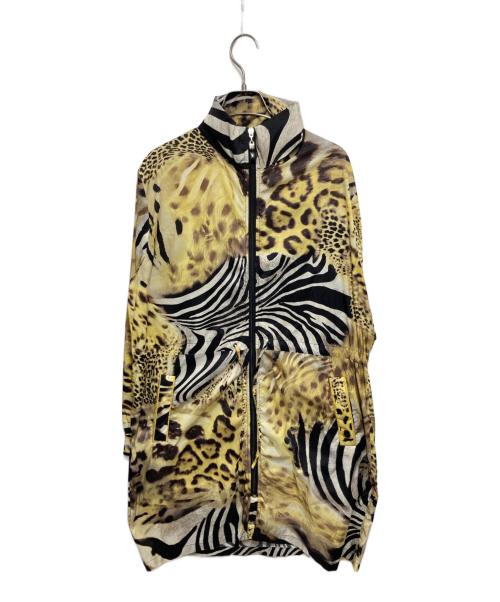 LEONARD paris fuchsia（レオナールパリフューシャ）LEONARD paris fuchsia (レオナールパリフューシャ) アニマルプリントナイロンコート グレー×イエロー サイズ:42の古着・服飾アイテム