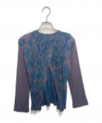 PLEATS PLEASEプリーツプリーズ）の古着「幾何学模様プリーツカーディガン」｜ブルー