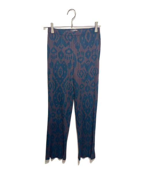 PLEATS PLEASE（プリーツプリーズ）PLEATS PLEASE (プリーツプリーズ) 幾何学模様プリーツイージーパンツ ネイビー サイズ:2の古着・服飾アイテム