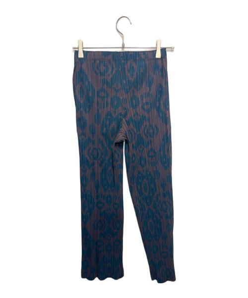 PLEATS PLEASE（プリーツプリーズ）PLEATS PLEASE (プリーツプリーズ) 幾何学模様プリーツイージーパンツ ネイビー サイズ:2の古着・服飾アイテム