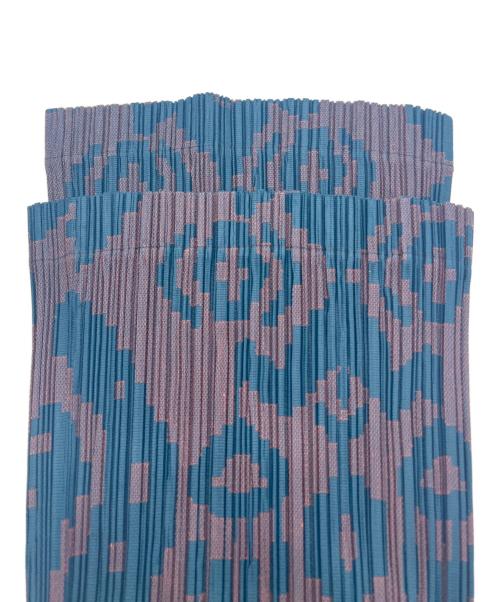 PLEATS PLEASE（プリーツプリーズ）PLEATS PLEASE (プリーツプリーズ) 幾何学模様プリーツイージーパンツ ネイビー サイズ:2の古着・服飾アイテム