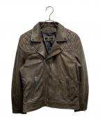 Liugoo Leathersリューグーレザーズ）の古着「レザーライダースジャケット」｜ブラウン