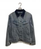 HUFハフ）の古着「スカル刺繍デニムジャケット」｜ブラック