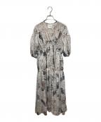 Ameriアメリ）の古着「JENNIFER SCARF DRESS/ジェニファースカーフドレス」｜ホワイト×ベージュ