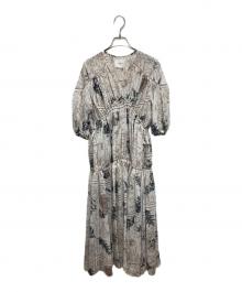 Ameri（アメリ）の古着「JENNIFER SCARF DRESS/ジェニファースカーフドレス」｜ホワイト×ベージュ