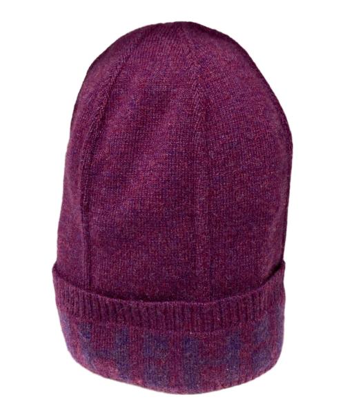 HERMES（エルメス）HERMES (エルメス) リピートHロゴカシミアニット帽 パープルの古着・服飾アイテム