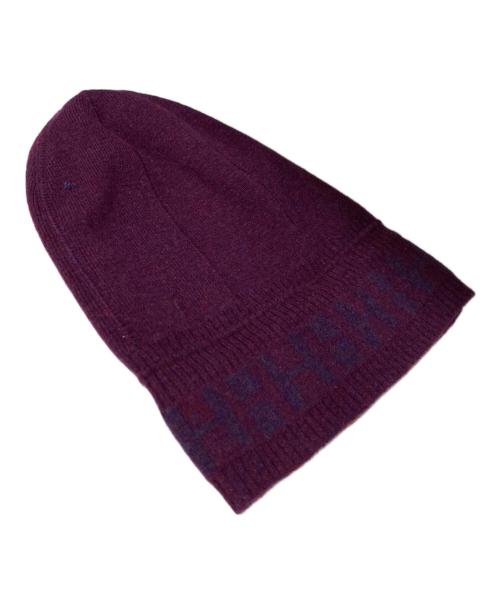 HERMES（エルメス）HERMES (エルメス) リピートHロゴカシミアニット帽 パープルの古着・服飾アイテム