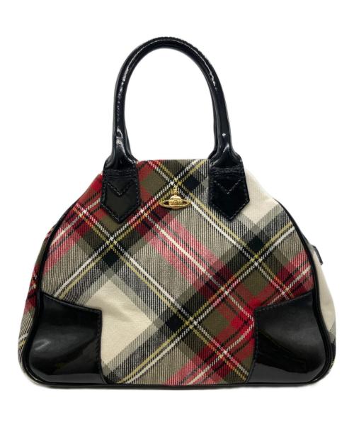 Vivienne Westwood（ヴィヴィアンウエストウッド）Vivienne Westwood (ヴィヴィアンウエストウッド) チェックミニハンドバッグ ベージュ×ブラックの古着・服飾アイテム
