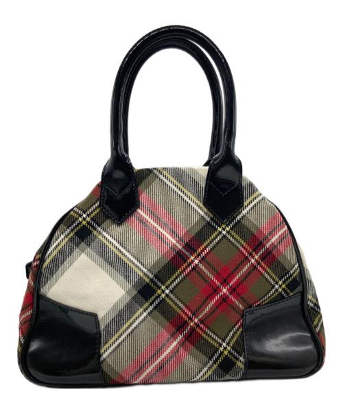 Vivienne Westwood（ヴィヴィアンウエストウッド）Vivienne Westwood (ヴィヴィアンウエストウッド) チェックミニハンドバッグ ベージュ×ブラックの古着・服飾アイテム