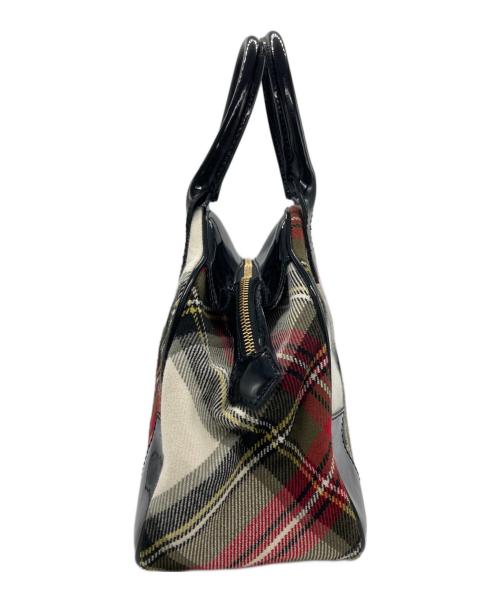 Vivienne Westwood（ヴィヴィアンウエストウッド）Vivienne Westwood (ヴィヴィアンウエストウッド) チェックミニハンドバッグ ベージュ×ブラックの古着・服飾アイテム