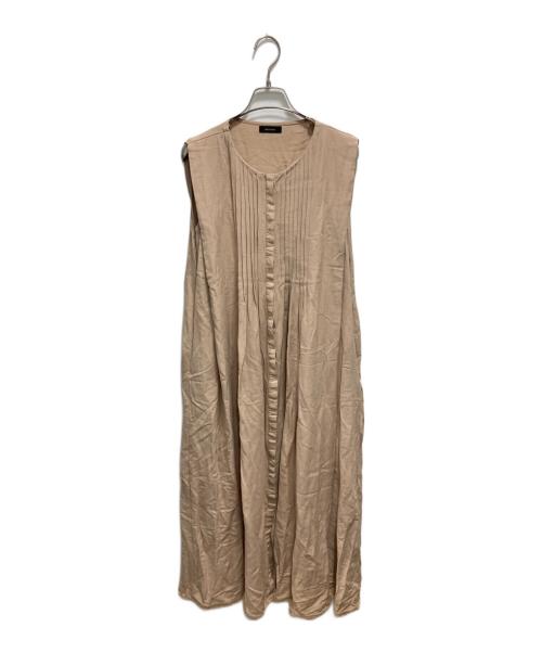 anuans（アニュアンス）anuans (アニュアンス) リネン混ピンタックフリンジワンピース ベージュ サイズ:FREEの古着・服飾アイテム