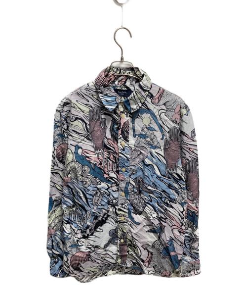 Paul Smith JEANS（ポールスミス ジーンズ）Paul Smith JEANS (ポールスミス ジーンズ) アニマル総柄長袖シャツ ブルー×ホワイト サイズ:Ｌの古着・服飾アイテム