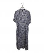 NOMBRE IMPAIRノンブルアンペール）の古着「レトロフラワープリント 5分袖 ワンピース」｜ブルー