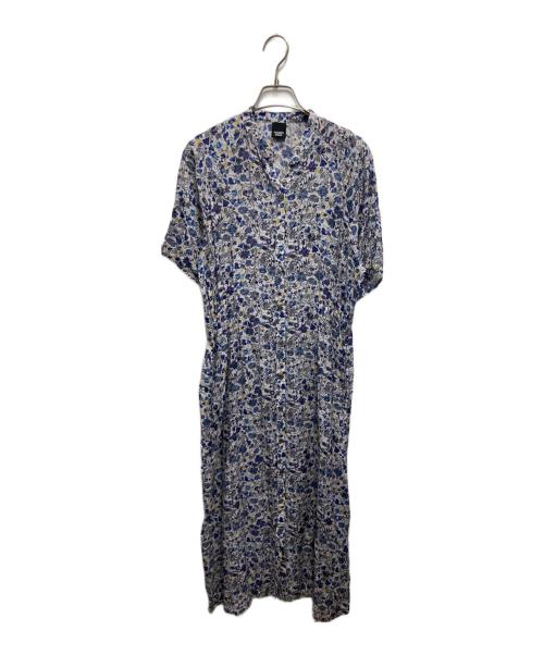 NOMBRE IMPAIR（ノンブルアンペール）NOMBRE IMPAIR (ノンブルアンペール) レトロフラワープリント 5分袖 ワンピース ブルー サイズ:Fの古着・服飾アイテム