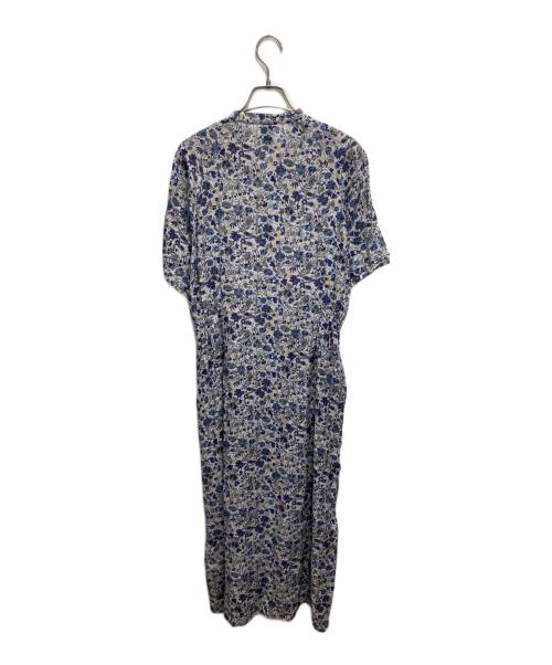 NOMBRE IMPAIR（ノンブルアンペール）NOMBRE IMPAIR (ノンブルアンペール) レトロフラワープリント 5分袖 ワンピース ブルー サイズ:Fの古着・服飾アイテム