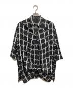 ISSEY MIYAKEイッセイミヤケ）の古着「格子柄ドッキングシャツジャケット」｜ブラック