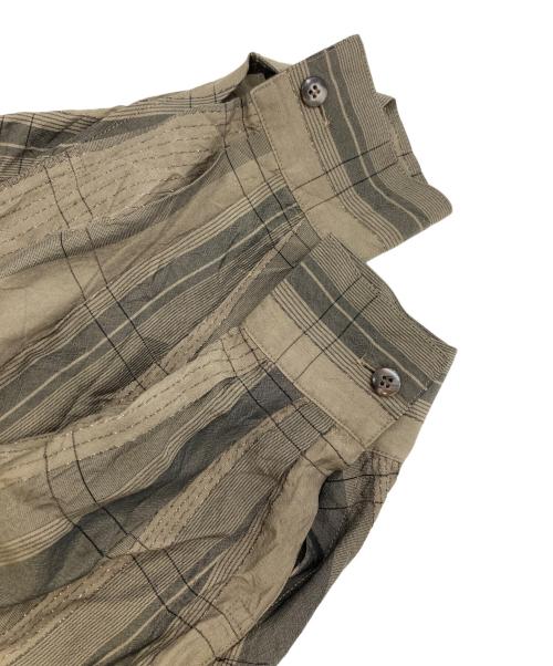 ISSEY MIYAKE（イッセイミヤケ）ISSEY MIYAKE (イッセイミヤケ) 筆タグ 変形デザインラメカットソー ブラウン サイズ:Mの古着・服飾アイテム