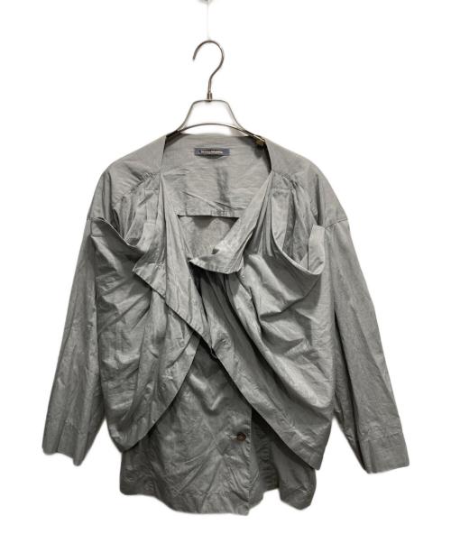 ISSEY MIYAKE（イッセイミヤケ）ISSEY MIYAKE (イッセイミヤケ) 筆タグ 変形ドレープデザインシャツ グレー サイズ:無しの古着・服飾アイテム