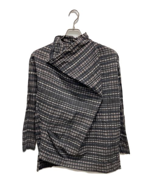 ISSEY MIYAKE PwRMANwNTw（イッセイミヤケ ペルマネンテ）ISSEY MIYAKE PwRMANwNTw (イッセイミヤケ ペルマネンテ) 変形デザイン総柄カットソー ブラウン サイズ:Mの古着・服飾アイテム