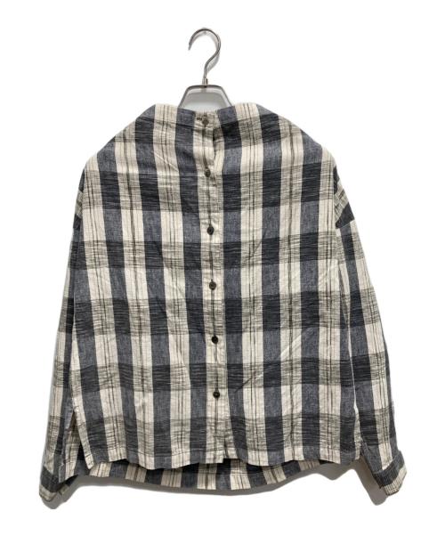 ISSEY MIYAKE（イッセイミヤケ）ISSEY MIYAKE (イッセイミヤケ) 筆タグ 変形デザイン総柄シャツ ベージュ サイズ:9の古着・服飾アイテム