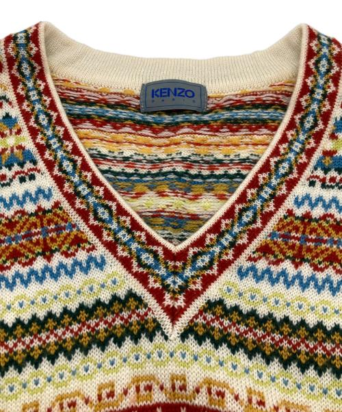 KENZO（ケンゾー）KENZO (ケンゾー) 【OLD】総柄Vネックニット マルチカラー サイズ:不明の古着・服飾アイテム